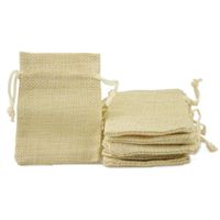 Wholesale 6 cm double layer high quanlity natural linen drawstring bags jewelry pouch jute bags burlap Pouch package bags Gift hessian bags sack