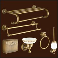 Wholesale Carved Europe style bronze bathroom hardware antique brass bathroom accessories sets J15287