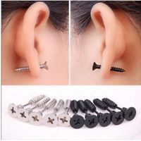 Wholesale 5 color Single Fashion Unisex Fine ear cuff Stainless Steel Whole Screw Stud Earrings Body Piercing