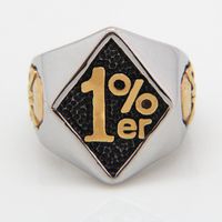 Wholesale High Quality Hot Sale L Stainless Steel k Gold Silver Men s er Biker Skull Ring with one percent symbol