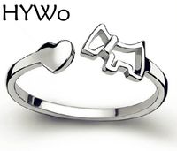 Wholesale HYWo Silver plated heart shaped female models love fashion cute horse ring opening vintage jewelry fit pandora rings factory