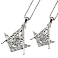 Wholesale Couple masonic pendant jewelry freemason AG emblem symbol pendant hip hot punk rock pendants necklace with shining crystals cz stones