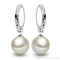 Wholesale Hot sale sterling silver pearl earrings jewelry charm ethnic wedding vintage exquisite white pearl earrings