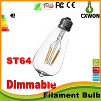Wholesale Super bright dimmable E27 ST64 Edison Style Vintage Retro COB LED Filament Light Bulb Lamp Warm White V retro LED filament bulb