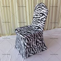 Wholesale Zebra Print Black White Spandex Banquet Chair Cover With Front Arch On Feet With