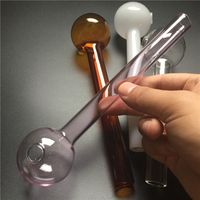 Wholesale New Inch Big Oil Burner Glass Smoking Pipes with White Pink Brown Clear Thick Pyrex Oil Burner Bubbler