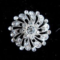 Wholesale Round Flower Clear Crystal Silver Base Custome Brooch Pin