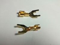 Wholesale 10pcs Copper Speaker Cable Spade Connector Terminal Plug Gold plated
