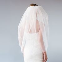 Wholesale Double Layered Bubble Veil Wedding Soft Bridal Illusion Tulle Raw Cut Rounded Elbow Length Bridal Veils With Metal Comb Custom