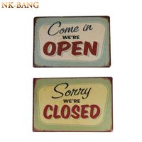Wholesale CM quot COME IN WE RE OPEN quot and quot SORRY WE RE CLOSED quot Vintage Metal Sign Tin Poster Pub Bar Cafe Shop