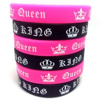 Wholesale Lovers Couples King and Queen Silicone Bracelets Her King His Queen Charm Wristbands Anniversary Christmas Xmas Birthday Gift Favor