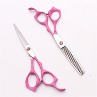 Wholesale 6 quot Japan C Customized Logo Pink Professional Human Hair Scissors Barbers Hairdressing Scissors Cutting Thinning Shears Style Tools C1024