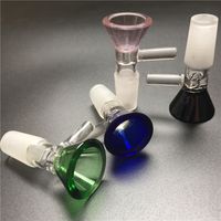 Wholesale 14mm mm bowl glass smoke water pipes thick colorful glass bowl with side handle green blue pink black bong bowl