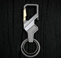 Wholesale Creative multifunctional metal bottle opener keychain key holder men Double ring key chain for personal gifts