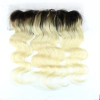 Wholesale B Two Tone Brazilian Hair Lace Frontal Closure Body Wave Human Hair Pieces Ombre X4 Ear to Ear Lace Frontal Bleached Knots