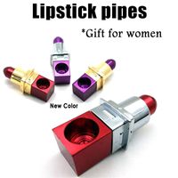 Wholesale Lipstick Pipes Metal Tobacco Cigarette Pipe Lady Fashion Magic Mini Portable gift