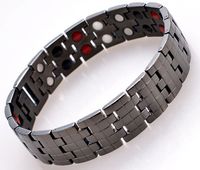 Wholesale Fashion jewelry Titanium Steel health care magnetic therapy link chain bracelet black plated men s healthy positive energy bracelets Germanium Magnet in bio