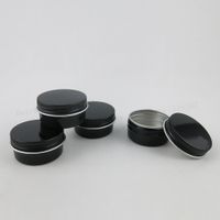 Wholesale 50 x g Empty Mini Black Aluminum Cream Jar Pot Nail Art Makeup Lip Gloss Empty Cosmetic Metal Tins Containers