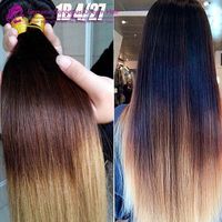 Wholesale 3 Tone Ombre Color Human Hair Weaves Straight b Peruvian Hair Extensions Black to Brown to Blonde Brazilian Human Hair bundles
