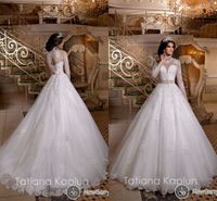 Wholesale Long Sleeves HIgh Neck Vintage Wedding Dresses Illusion Cut OUT Lace Up Sexy Back Garden Bridal Dresses Appliques Romantic Wedding Gowns