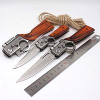 Wholesale AK47 Gun Knife Folding Army Pocket Knife Steel Blade Wooden Handle Tactical Outdoors EDC Tool Camping Survival Knives With LED light