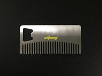 Wholesale 50pcs Fast shipping Professional Card style Men s mustache comb Beer openers Anti Static Stainless Steel Comb Bottle Opener