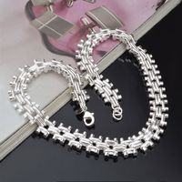 Wholesale Luxury Watch Chain Necklace Bracelet Jewelry Sets Beautiful Women Necklace Chain Men Bangle Bracelet Sterling Silver Jewelry Sets