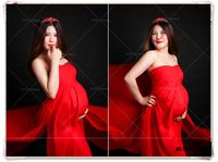 Wholesale Promoting Maternity Photography Props Clothes Pregnancy Dresses For Pregnant Women Clothing Photo Shoot Red Long Dress clothing