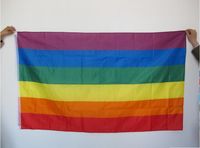 Wholesale Rainbow Flag x5 FT Polyester Flag Gay Pride Peace Flags LESBIAN PRIDE PEACE Pennants Flag