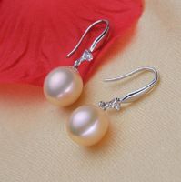 Wholesale mm fashion models white pink purple drop shaped natural pearl earrings silver