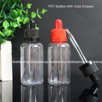 Wholesale USA UK Empty glass pipette ml plastic pet dropper bottles eliquid with black child proof cap rubber dropper cheapest price