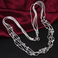 Wholesale Silver Necklaces Hot Sale Snake Link Chain Lucky Beads Necklace Pendant for Women Girl Party Fashion Jewelry N213YDHX