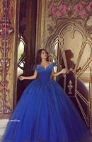 Wholesale Royal Blue Quinceanera Dresses Sweet Evening Long Party Gowns Ball Gown Plus Size vestidos de anos