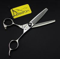 Wholesale 338 cm Brand Jason TOP GRADE Hairdressing Scissors Japan C Double Teeth Thinning Shears Professional Human Hair Scissors