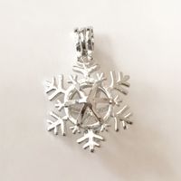 Wholesale Christmas Snowflake Style Locket Cage Pendant Can Open Pearl Bead Pendant Mounting For DIY Necklace Bracelet Lovely Charms