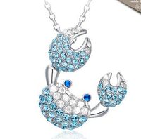 Wholesale High Quality Crab Crystal Silver Chain Charms Exaggerated Necklace Full Diamond Pendant Jewelry NO CHAIN