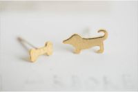 Wholesale 10 piece S044 fashion jewelry new dog bone and k gold earrings cute animals and food bolt after women earrings jewelry