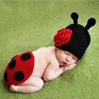 Wholesale Newborn Cute Baby Crochet Photography Props Hats and Caps Beatles Style Soft Comfortable Adorable Clothes boys clothing set Accessories