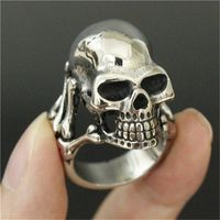 Wholesale 2pcs Hot Selling Polishing Heavy Skull Ring L Stainless Steel Jewelry Band Party Ghost Skull Heavy Ring