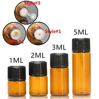 Wholesale DHL Free ml ml ml ml Small Amber Glass Sample Bottle Vials With orifice reducer black cap for aromatherapy essential oils