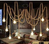 Wholesale 10 E27 Rope DropLight Edison Bulbs Vintage Net Spider Chandeliers Dining Room Ceiling Pendant Creative Bar Lamp DIY Cafe Fairy lights