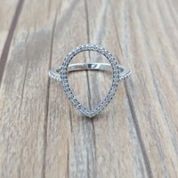 Wholesale Crystal Sterling Silver Rings Teardrop Silhouette Ring Clear Cz Fits European Pandora Style Jewelry CZ