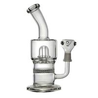 Wholesale Glass Bongs Water Pipes Borosilicate Clear Straight Cylinder with Matrix Slitted inline Perc Hookahs Dab Rig