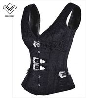 Wholesale Steampunk Corset Gothic Clothing Corsets And Bustiers Black Vest Steel Boned Sexy Plus Size Bustier korsett for Women Harness