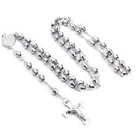 Wholesale Charming Unisex Jewelry Brand New L Stainless Steel Crucifix Rosary CROSS Necklace Chain Necklace Silver Tone mm