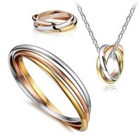 Wholesale New high end jewelry classic multi layer three color Pendant Necklaces bracelet Ring Set Valentine s Day gift