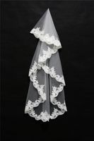 Wholesale High Quality Bridal Veils With Lace Applique Edge Waltz Length One Tier Tulle White Ivory Hotselling Cheap Wedding Bridal Veils V0016