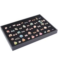 Wholesale Bulk Price Hot Sales Slot Black Velvet Ring Jewelry Storage Display Box Tray Organizer Case