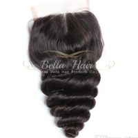 Wholesale Peruvian Middle Part Loose Wave Transparent HD Lace Closure Human Hair Closures Weaves Natural Color BellaHair
