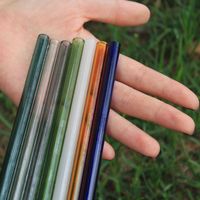 Wholesale Fashion durable Drinking Straw Reusable Straws white blue green black clear yellow lake green colorful borosilicate straight glass straw